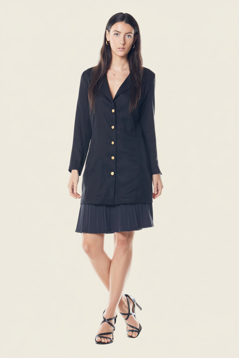 The Grace Long Blazer Dress in Black L / Black