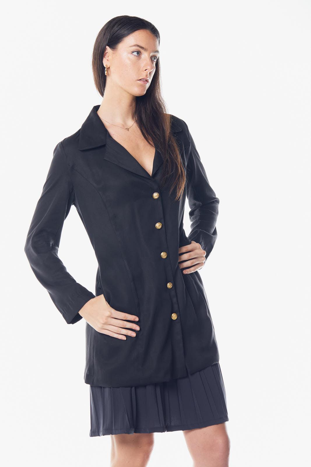 Le Réussi® Fashion - Women's Linen Long Jacket in Black effortless luxury with timeless sophistication.