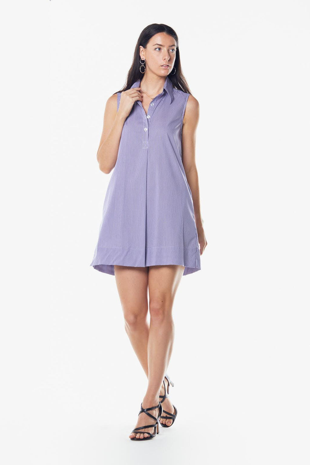 Le Réussi® Fashion - Italian Cotton Sleeveless Dress in Purple A Luxurious Fusion of Elegance and Effortless Grace.