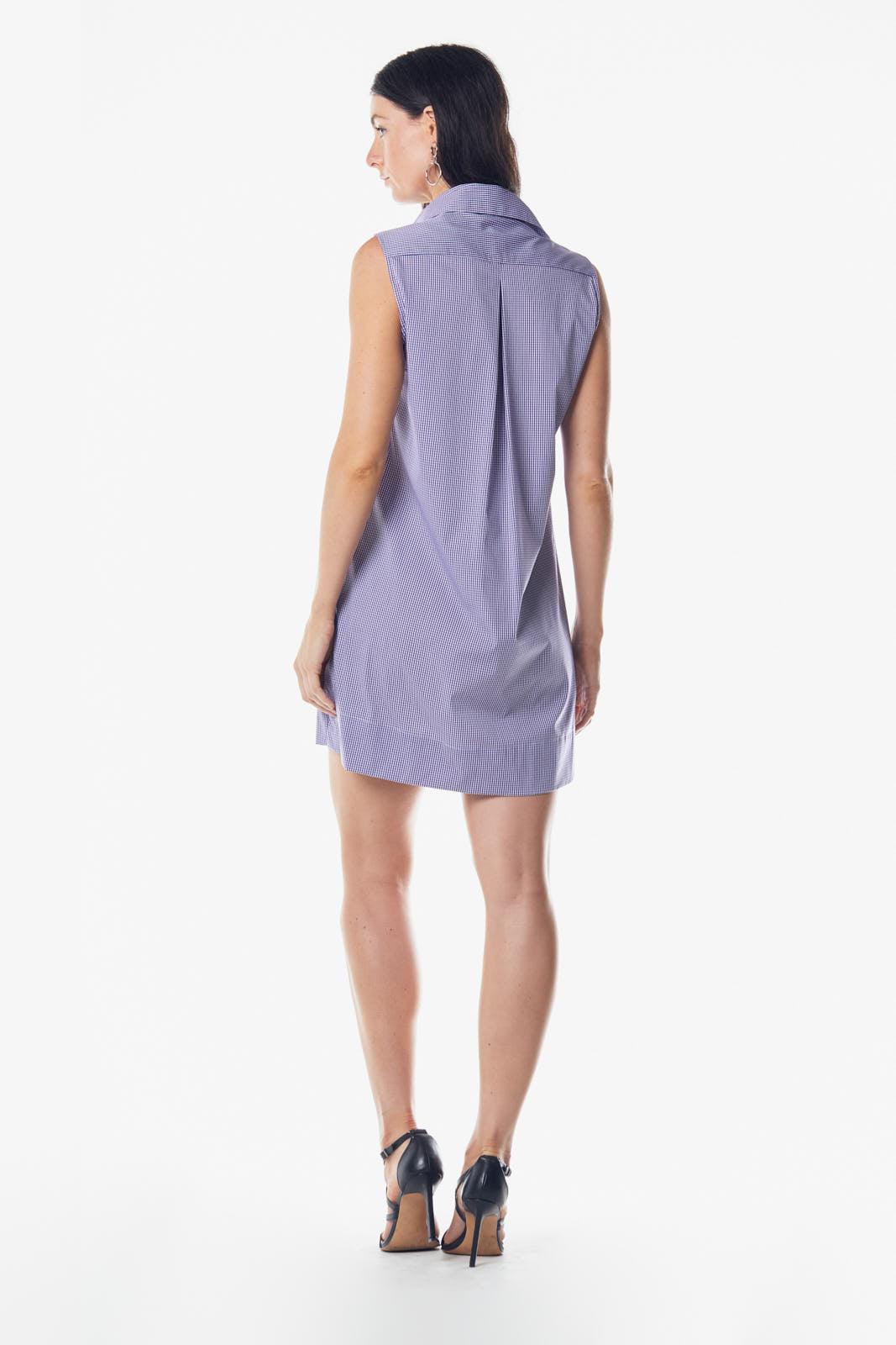 Le Réussi® Fashion - Italian Cotton Sleeveless Dress in Purple A Luxurious Fusion of Elegance and Effortless Grace.