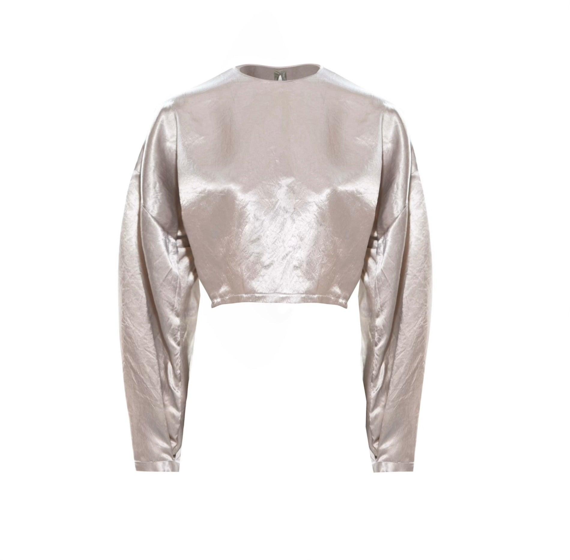 Le Réussi® Fashion -Sophie Beige Crop Top is made from Japanese silk, a luxury and sustainable fabric.