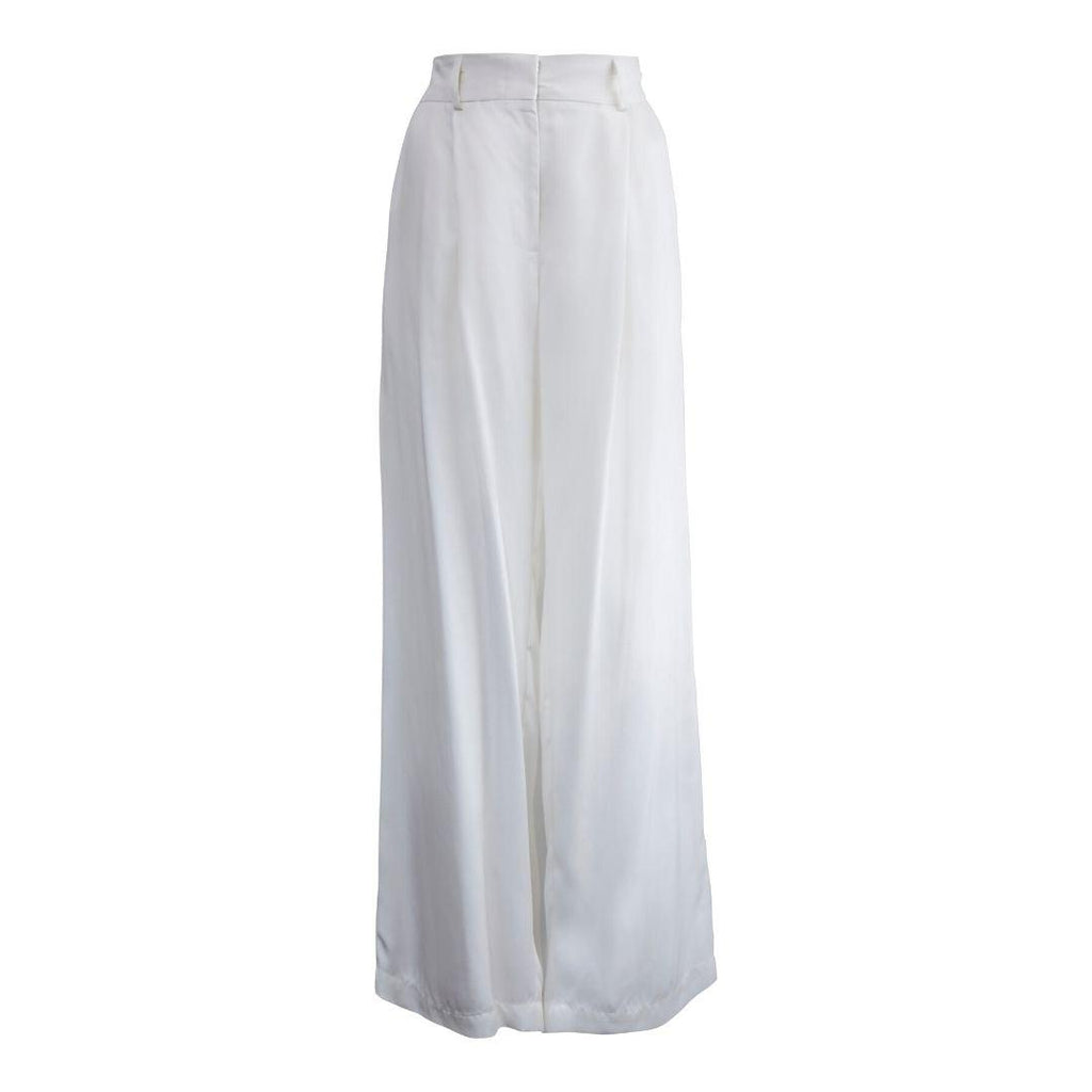  Le Réussi® Fashion-Remi White Wide-Leg Pants with luxury style tailoring, made from twill silk