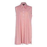 Le Réussi® Fashion - Italian Cotton Red Stripe Sleeveless Dress A Luxurious Fusion of Boldness and Elegance. 